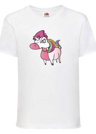 Футболка единорог (edinorog - 005) белая 104-116-128-140-152-164 размер