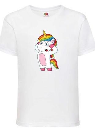 Футболка единорог (edinorog - 0016) белая 104-116-128-140-152-164 размер