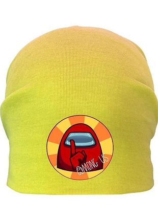 Шапка детская амонг ас желтая (au-003) размеры 50-52 см, 54-56 см