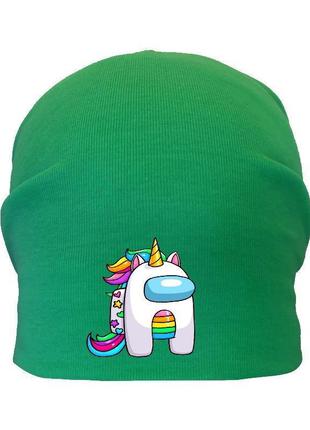 Шапка дитяча амонг ас зелена (au-008) розміри 50-52 см, 54-56 см