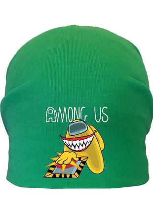 Шапка детская амонг ас зеленая (au-0010) размеры 50-52 см, 54-56 см
