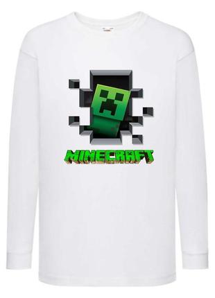 Лонгслив реглан майнкрафт (minecraft 003) размер 116-128-140-152-164 белый