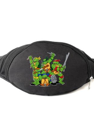 Сумка бананка черепашки ниндзя на пояс cappuccino (turtle-003) черная