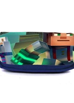 Школьный пенал майнкрафт органайзер универсальный (minecraft-003-blue) синий