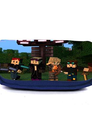 Школьный пенал майнкрафт органайзер универсальный (minecraft-0010-blue) синий