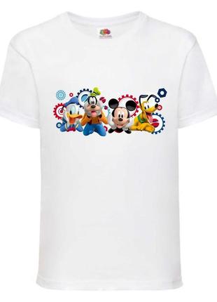 Футболка микки маус mm-08 белая, размер 98-104-116-128-140-152-164