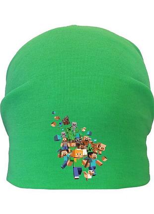 Шапка дитяча майнкрафт minecraft зелена (а4-003) 50-52, 54-56 см