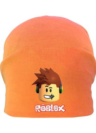 Шапка детская роблокс roblox оранжевая (а4-002) 50-52, 54-56 см