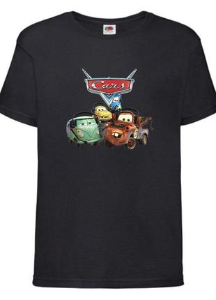 Футболка детская тачки (cars-05) черная, размер 98-104-116-128-140-152-164 см
