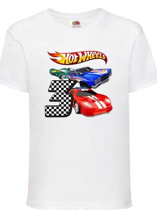 Футболка детская хотвилс (hot wheels-04) белая, размер 98-104-116-128-140-152-164 см