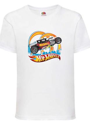 Футболка детская хотвилс (hot wheels-09) белая, размер 98-104-116-128-140-152-164 см
