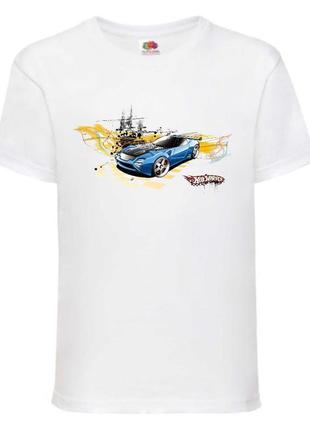 Футболка детская хотвилс (hot wheels-012) белая, размер 98-104-116-128-140-152-164 см