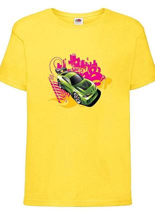 Футболка детская хотвилс (hot wheels-05) желтая, размер 98-104-116-128-140-152-164 см