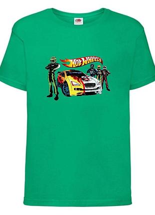 Футболка детская хотвилс (hot wheels-04) зеленая, размер 98-104-116-128-140-152-164 см