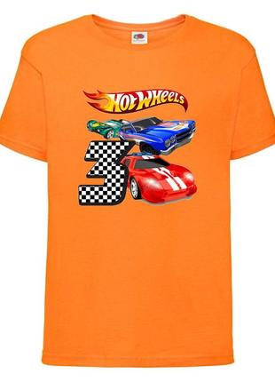 Футболка детская хотвилс (hot wheels-02) оранжевая, размер 98-104-116-128-140-152-164 см