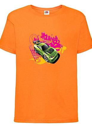 Футболка детская хотвилс (hot wheels-04) оранжевая, размер 98-104-116-128-140-152-164 см