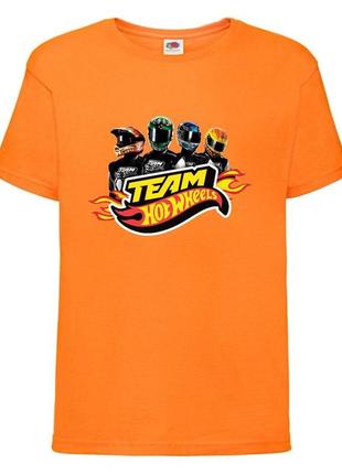 Футболка детская хотвилс (hot wheels-05) оранжевая, размер 98-104-116-128-140-152-164 см