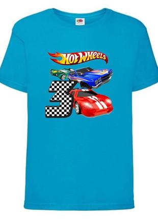 Футболка детская хотвилс (hot wheels-03) голубая, размер 98-104-116-128-140-152-164 см