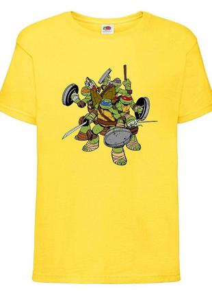 Футболка детская черепашки ниндзя (mutant ninja turtles03) желтая, размер 98-104-116-128-140-152-164 см