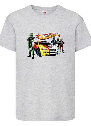 Футболка детская хотвилс (hot wheels-05) серая, размер 98-104-116-128-140-152-164 см