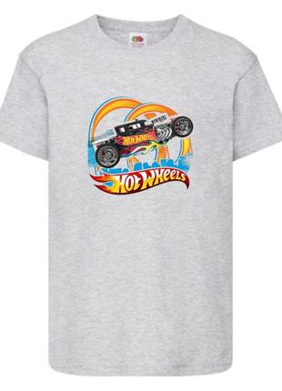Футболка детская хотвилс (hot wheels-09) серая, размер 98-104-116-128-140-152-164 см