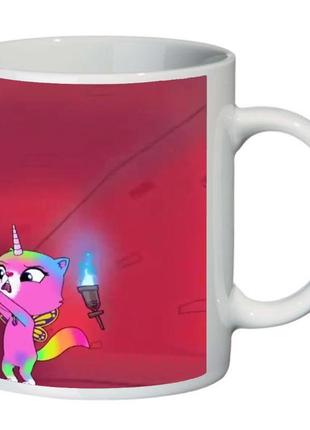 Кружка радужно бабочково единорожная кошка supercup (чашка-sc-rainbow butterfly unicorn kitty-0018)