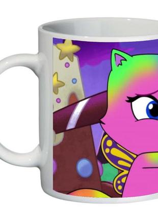 Кружка радужно бабочково единорожная кошка supercup (чашка-sc-rainbow butterfly unicorn kitty-0020)