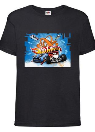 Футболка детская хотвилс (hot wheels-01) черная, размер 98-104-116-128-140-152-164 см