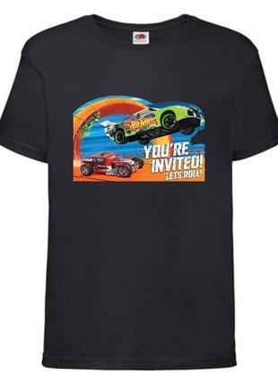 Футболка детская хотвилс (hot wheels-07) черная, размер 98-104-116-128-140-152-164 см