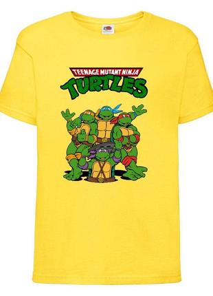 Футболка детская черепашки ниндзя (mutant ninja turtles019) желтая, размер 98-104-116-128-140-152-164 см
