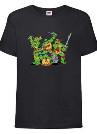 Футболка детская черепашки ниндзя (mutant ninja turtles09) черная, размер 98-104-116-128-140-152-164 см