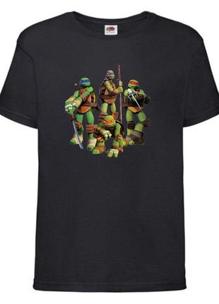Футболка детская черепашки ниндзя (mutant ninja turtles010) черная, размер 98-104-116-128-140-152-164 см