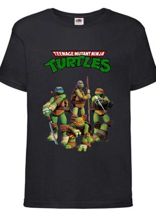 Футболка детская черепашки ниндзя (mutant ninja turtles011) черная, размер 98-104-116-128-140-152-164 см