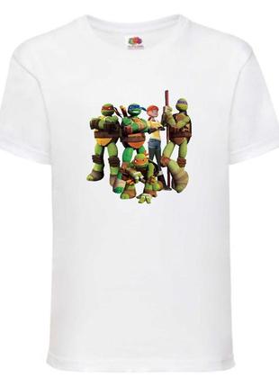Футболка детская черепашки ниндзя (mutant ninja turtles01) белая, размер 98-104-116-128-140-152-164 см