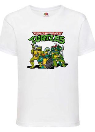 Футболка детская черепашки ниндзя (mutant ninja turtles03) белая, размер 98-104-116-128-140-152-164 см
