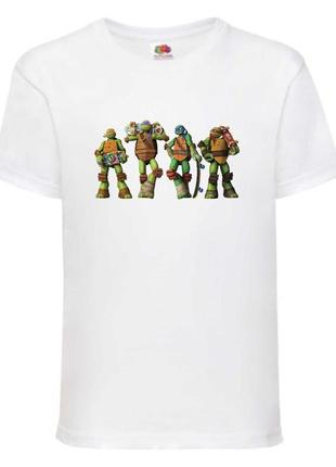 Футболка детская черепашки ниндзя (mutant ninja turtles06) белая, размер 98-104-116-128-140-152-164 см