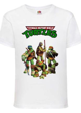 Футболка детская черепашки ниндзя (mutant ninja turtles011) белая, размер 98-104-116-128-140-152-164 см