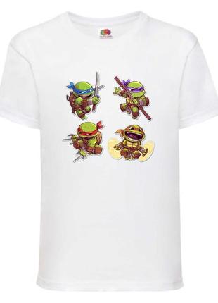 Футболка детская черепашки ниндзя (mutant ninja turtles012) белая, размер 98-104-116-128-140-152-164 см