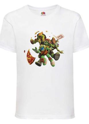 Футболка детская черепашки ниндзя (mutant ninja turtles020) белая, размер 98-104-116-128-140-152-164 см