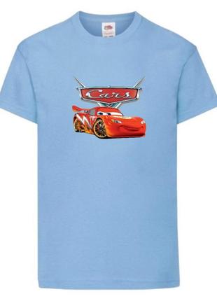 Футболка детская тачки (cars-02) светло голубая, размер 98-104-116-128-140-152-164 см