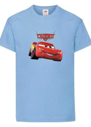 Футболка детская тачки (cars-07) светло голубая, размер 98-104-116-128-140-152-164 см