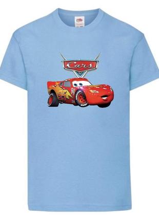 Футболка детская тачки (cars-08) светло голубая, размер 98-104-116-128-140-152-164 см