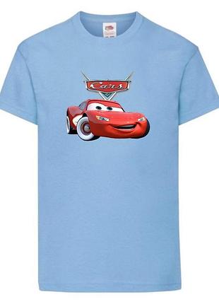 Футболка детская тачки (cars-09) светло голубая, размер 98-104-116-128-140-152-164 см