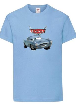 Футболка детская тачки (cars-11) светло голубая, размер 98-104-116-128-140-152-164 см