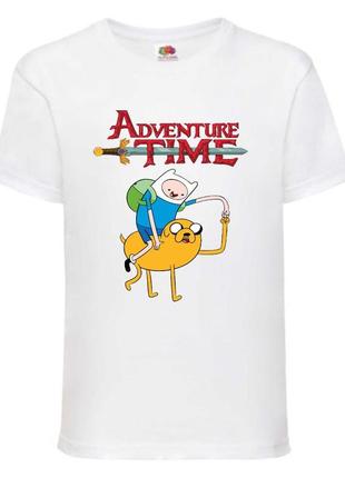 Футболка детская время приключений 0010 (adventure time) белая 104-116-128-140-152-164