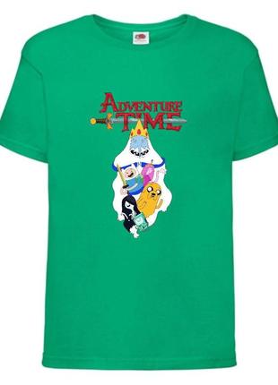 Футболка детская время приключений 0020 (adventure time) зеленная 104-116-128-140-152-164