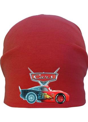 Шапка дитяча тачки 006 червона (cr-006) розміри 50-52 см, 54-56 см