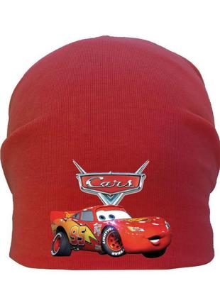 Шапка дитяча тачки 008 червона (cr-008) розміри 50-52 см, 54-56 см