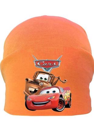 Шапка детская тачки 0011 оранжевая (cr-0011) размеры 50-52 см, 54-56 см