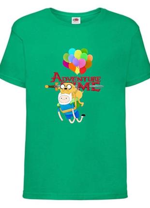 Футболка детская время приключений 0026 (adventure time) зеленная 104-116-128-140-152-164